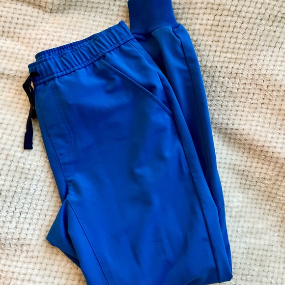 Royal blue high waisted jogger scrub pants - Picture 2 of 2